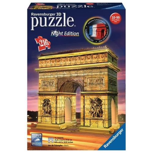 RAVENSBURGER Puzzle 3D Arc de Triomphe Night Edition 216 pcs - Photo n°2; ?>