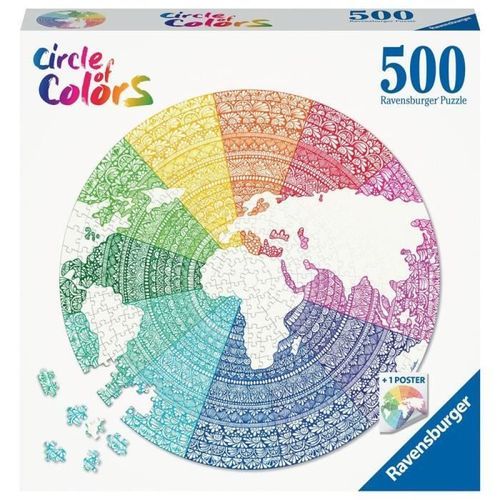 Ravensburger - Puzzle rond 500 pieces - Mandala (Circle of Colors) - Photo n°2; ?>