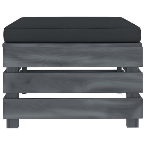 Repose-pied palette de jardin avec coussin anthracite Bois 3 - Photo n°2; ?>
