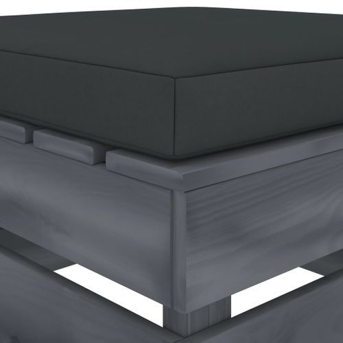 Repose-pied palette de jardin avec coussin anthracite Bois 3 - Photo n°3; ?>