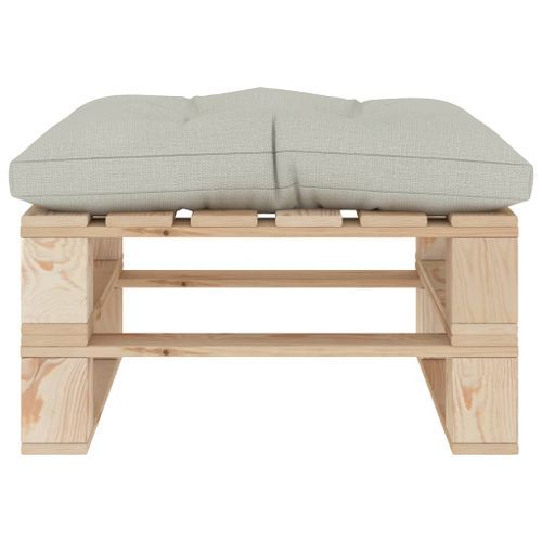 Repose-pied palette de jardin avec coussin beige Bois - Photo n°2; ?>