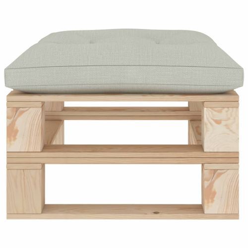 Repose-pied palette de jardin avec coussin beige Bois - Photo n°3; ?>