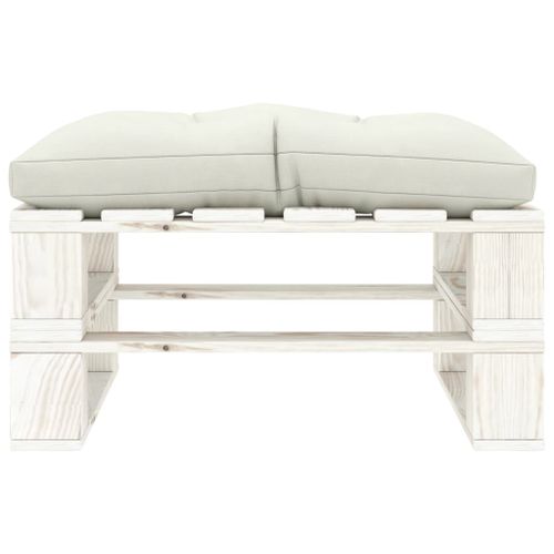 Repose-pied palette de jardin avec coussin beige Bois - Photo n°2; ?>