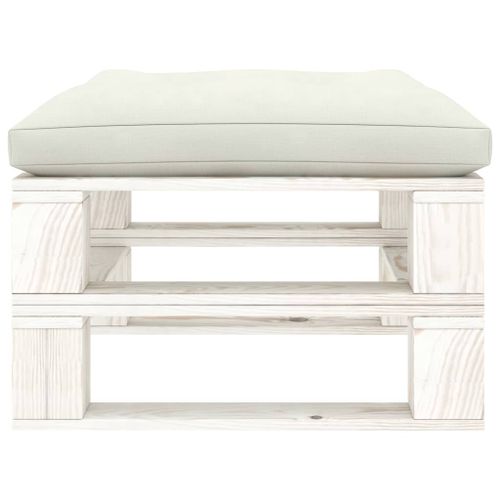 Repose-pied palette de jardin avec coussin beige Bois - Photo n°3; ?>