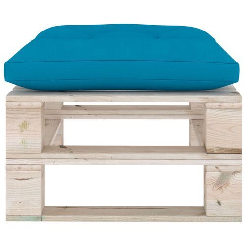 Repose-pied palette de jardin avec coussin bleu Bois de pin - Photo n°3; ?>