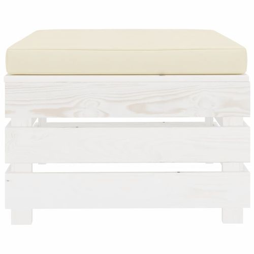 Repose-pied palette de jardin avec coussin crème Bois - Photo n°2; ?>