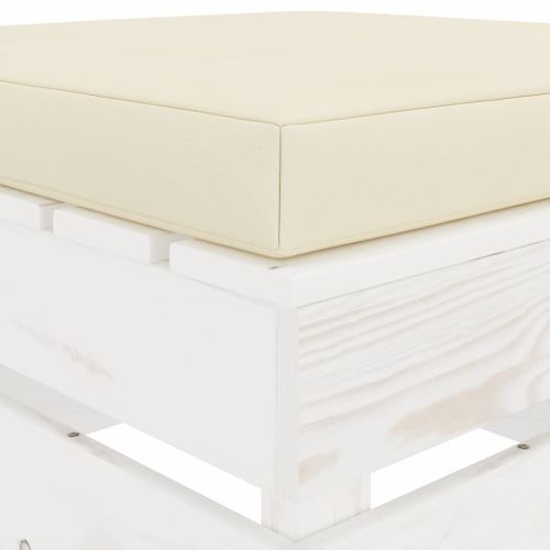 Repose-pied palette de jardin avec coussin crème Bois - Photo n°3; ?>