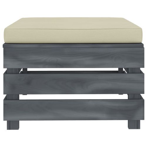 Repose-pied palette de jardin avec coussin crème Bois 2 - Photo n°2; ?>