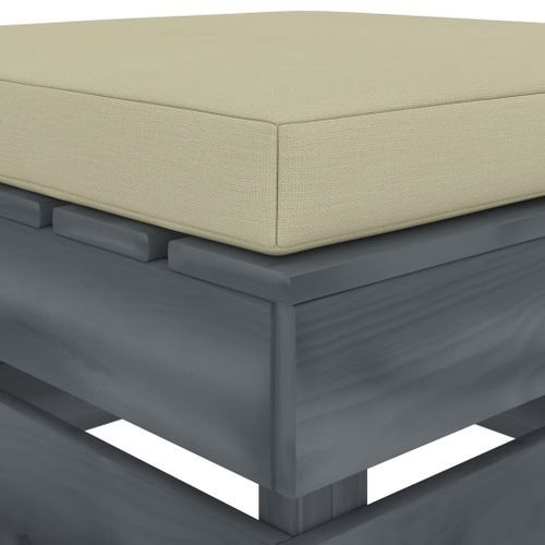 Repose-pied palette de jardin avec coussin crème Bois 2 - Photo n°3; ?>