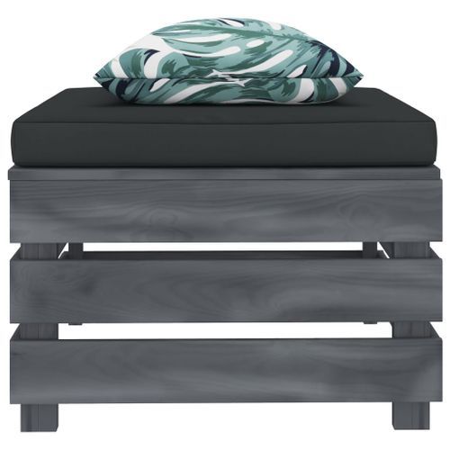 Repose-pied palette de jardin avec coussin fleur Bois - Photo n°2; ?>