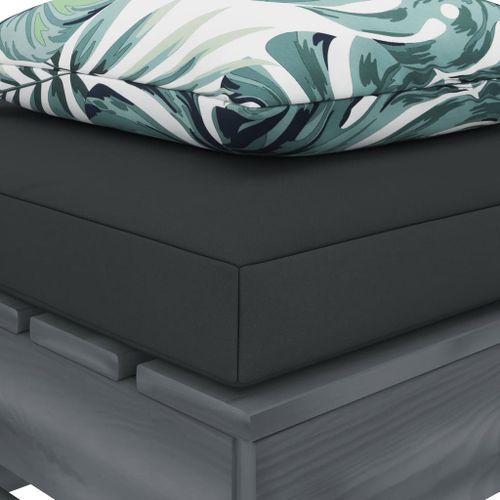 Repose-pied palette de jardin avec coussin fleur Bois - Photo n°3; ?>