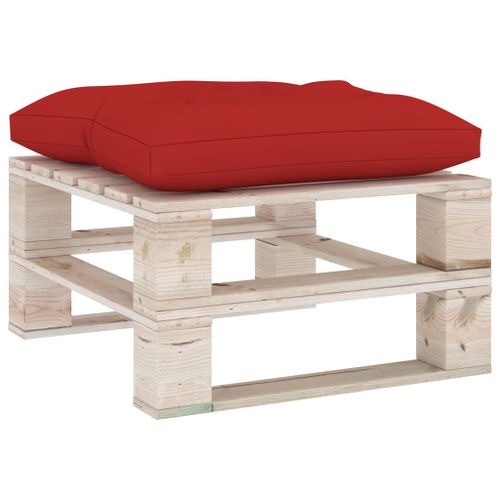 Repose-pied palette de jardin avec coussin rouge Bois de pin - Photo n°2; ?>