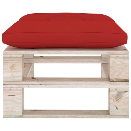 Repose-pied palette de jardin avec coussin rouge Bois de pin - Photo n°3; ?>