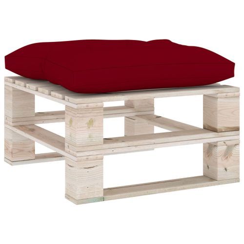 Repose-pied palette de jardin avec coussin rouge bordeaux Pin - Photo n°2; ?>