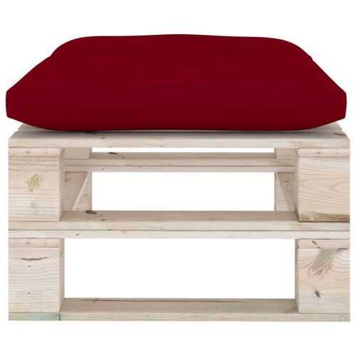Repose-pied palette de jardin avec coussin rouge bordeaux Pin - Photo n°3; ?>