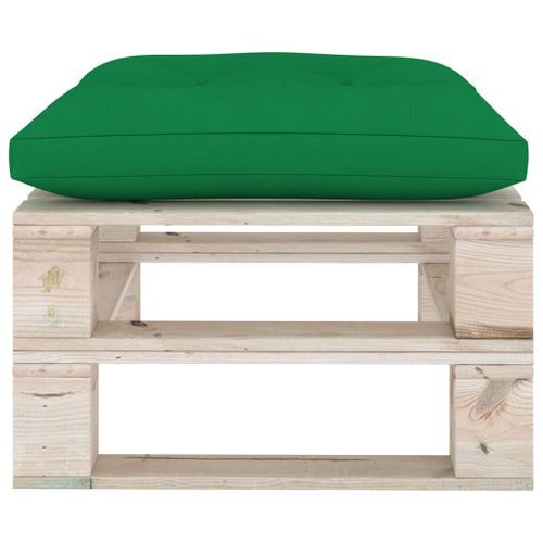 Repose-pied palette de jardin avec coussin vert Bois de pin - Photo n°3; ?>