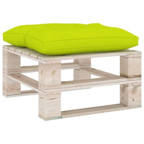 Repose-pied palette de jardin avec coussin vert vif Bois de pin - Photo n°2; ?>