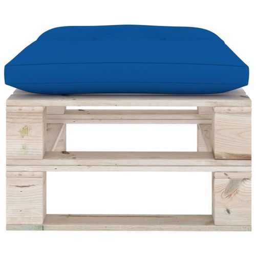 Repose-pied palette de jardin et coussin bleu royal Bois de pin - Photo n°3; ?>