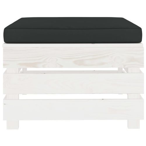 Repose-pied palette de jardin et coussin noir Bois - Photo n°2; ?>