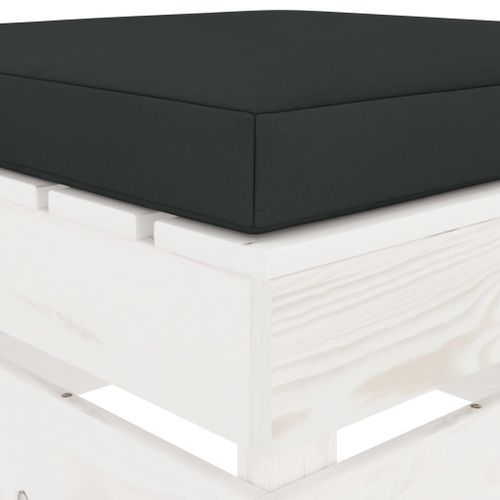 Repose-pied palette de jardin et coussin noir Bois - Photo n°3; ?>