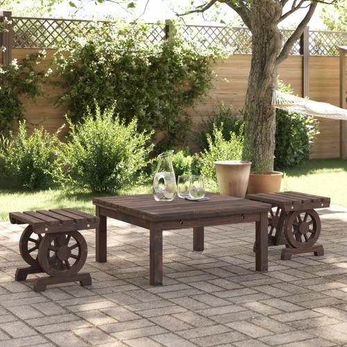 Repose-pieds de jardin 2 pcs bois de sapin massif - Photo n°2; ?>