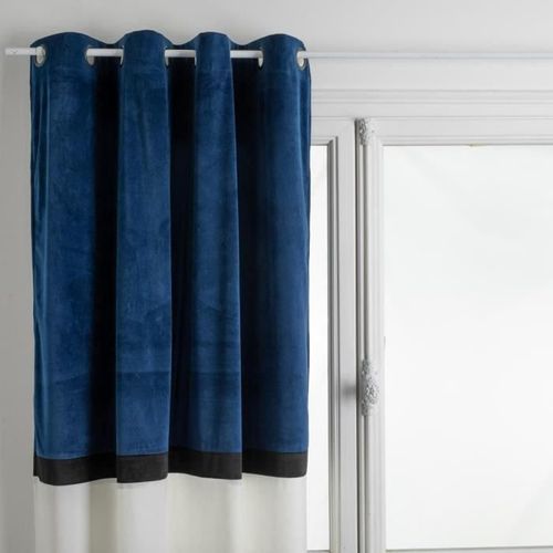 Rideau Bicolore Hôtel Polyester, coton et viscose - 140x260 cm - Bleu - Photo n°2; ?>