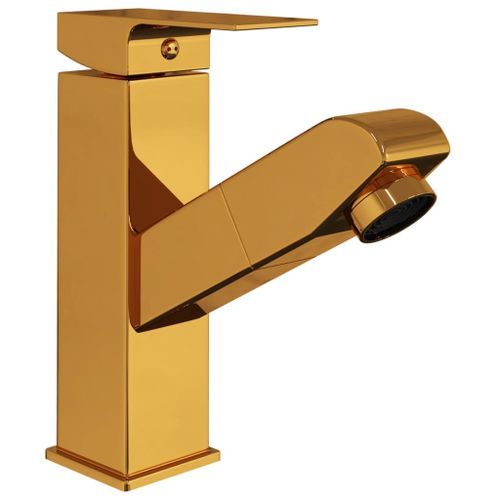 Robinet de lavabo rétractable Finition dorée 157x172 mm - Photo n°2; ?>