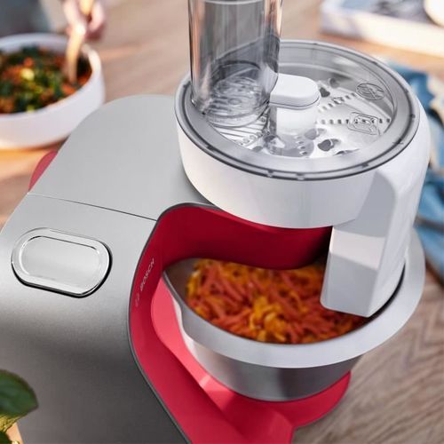 Robot de cuisine - BOSCH Kitchen machine MUM5 - Rouge foncé/silver - 1000W-7 vitesses+pulse - Bol mélangeur inox 3,9L - Photo n°3; ?>