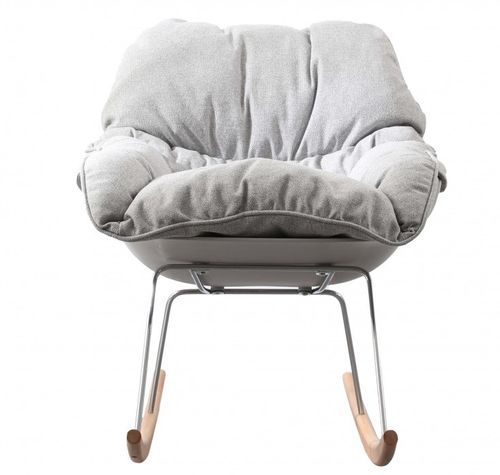 Rocking chair design tissu gris et bois clair Relaxo - Photo n°2; ?>