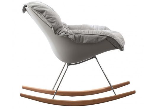 Rocking chair design tissu gris et bois clair Relaxo - Photo n°3; ?>