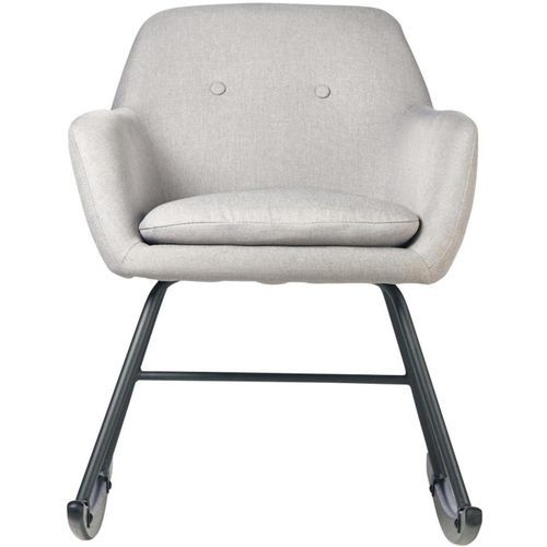 Rocking chair tissu gris clair et pieds métal noir Ohny - Photo n°2; ?>