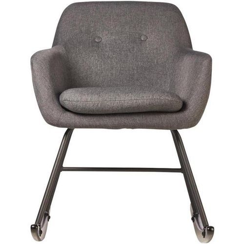 Rocking chair tissu gris foncé et pieds métal noir Ohny - Photo n°2; ?>