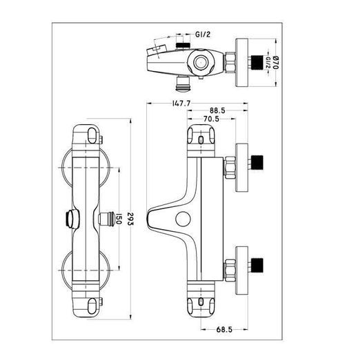 ROUSSEAU Robinet mitigeur thermostatique baignoire et douche Volga 2 - Photo n°2; ?>