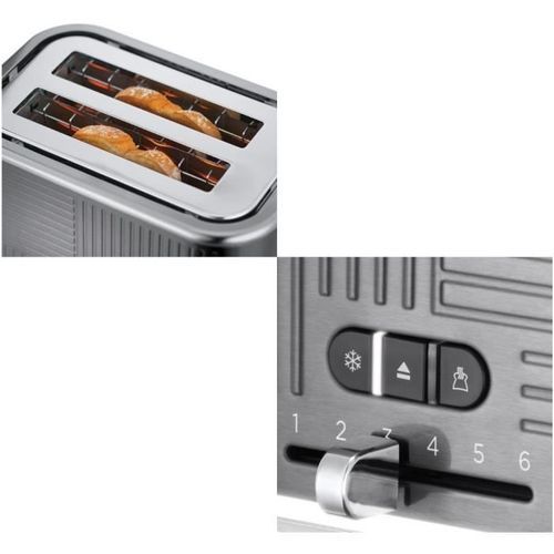 Russell Hobbs 25250-56 Toaster Grille-Pain Geo Steel, 4 Fonctions, Température Ajustable, Réchauffe Viennoiseries, Pince - Photo n°2; ?>