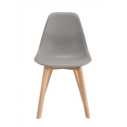 Lot de 2 chaises de salle a manger gris - Pieds en bois hévéa massif - Scandinave - L 48 x P 55 cm - Photo n°2; ?>