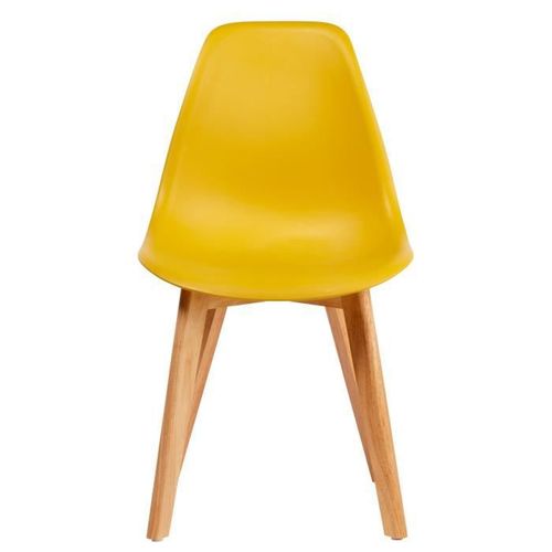 SACHA Lot de 4 chaises de salle a manger jaune moutarde + pieds en bois hévéa massif - Style contemporain - L 48 x P 57 cm - Photo n°3; ?>