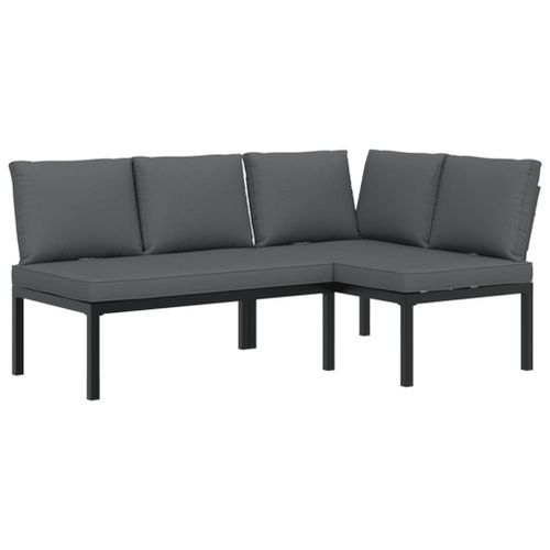 Salon de jardin 2 pcs avec coussins noir aluminium - Photo n°2; ?>