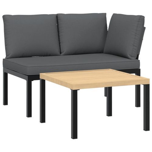 Salon de jardin 2 pcs avec coussins noir aluminium - Photo n°2; ?>