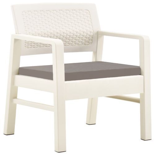 Salon de jardin 3 pcs avec coussins Plastique Blanc - Photo n°3; ?>