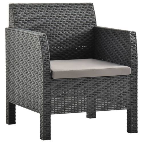 Salon de jardin 3 pcs avec coussins PP Anthracite 3 - Photo n°3; ?>