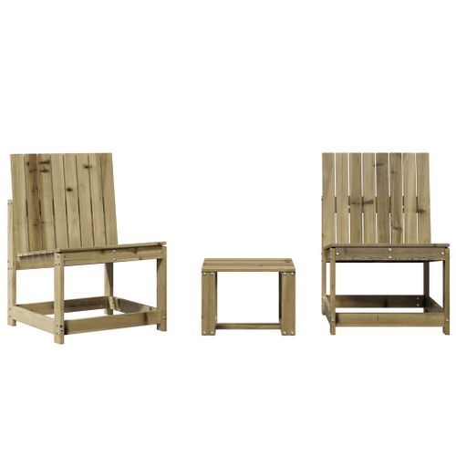 Salon de jardin 3 pcs bois de pin imprégné - Photo n°2; ?>