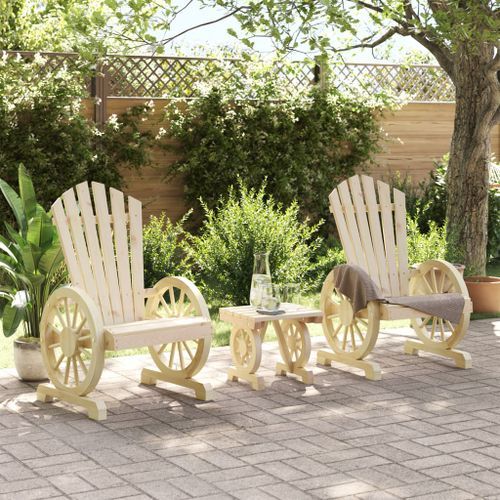 Salon de jardin 3 pcs bois de sapin massif - Photo n°3; ?>