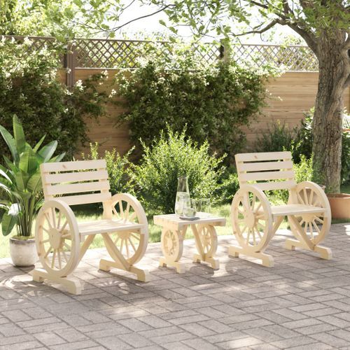 Salon de jardin 3 pcs bois de sapin massif - Photo n°3; ?>