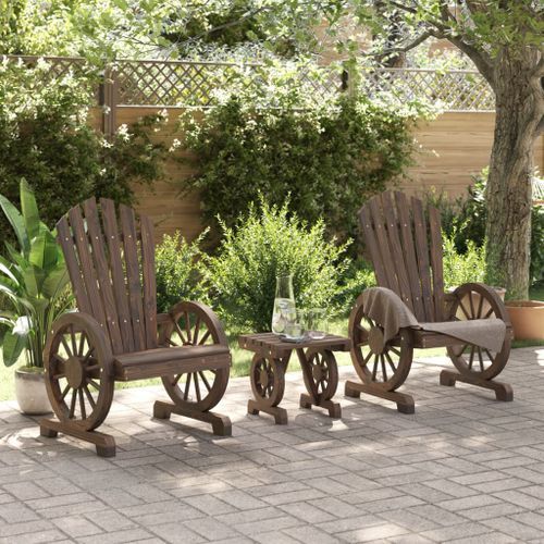 Salon de jardin 3 pcs bois de sapin massif - Photo n°3; ?>