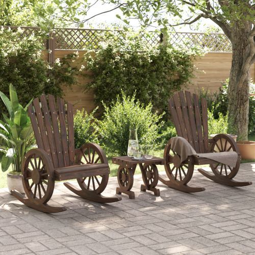 Salon de jardin 3 pcs bois de sapin massif - Photo n°3; ?>