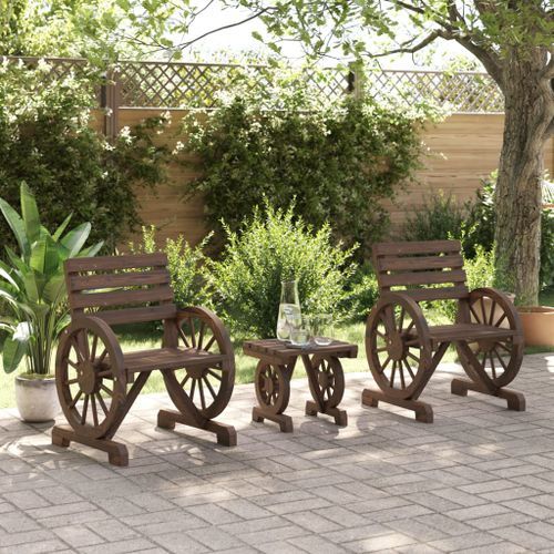 Salon de jardin 3 pcs bois de sapin massif - Photo n°3; ?>