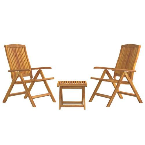 Salon de jardin 3 pcs bois de teck solide - Photo n°3; ?>