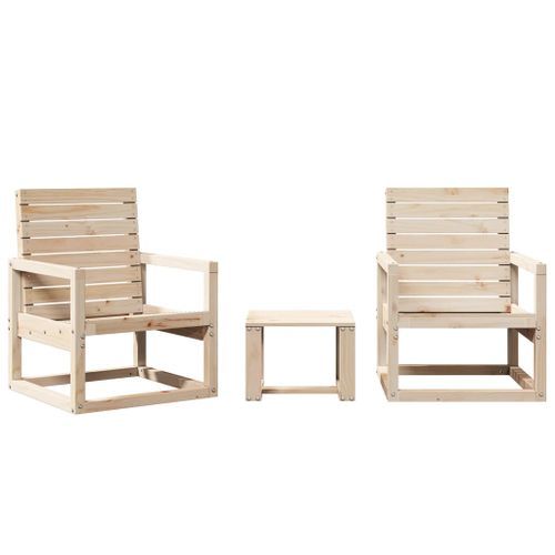 Salon de jardin 3 pcs bois massif de pin - Photo n°2; ?>