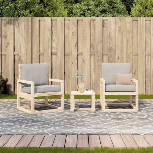 Salon de jardin 3 pcs bois massif de pin - Photo n°3; ?>