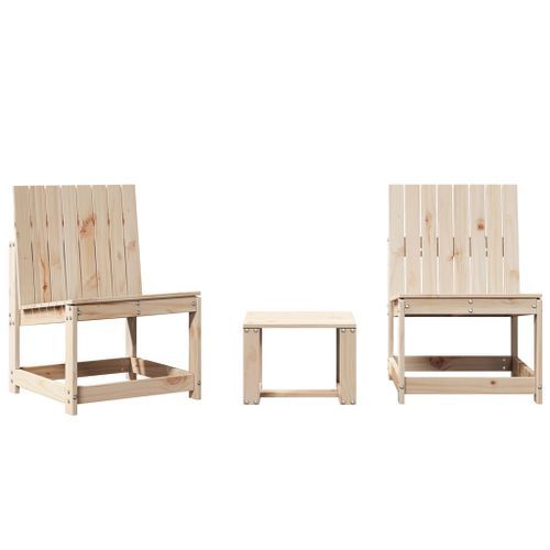 Salon de jardin 3 pcs bois massif de pin - Photo n°2; ?>